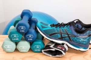 Exercise safely in Ramadan dumbbells, shoes, sneakers