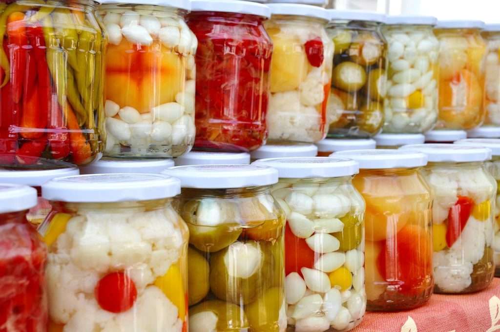 Probiotics - fermented foods pickles, mixed, food