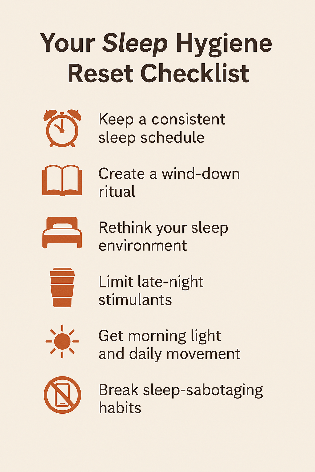 Sleep hygiene checklist